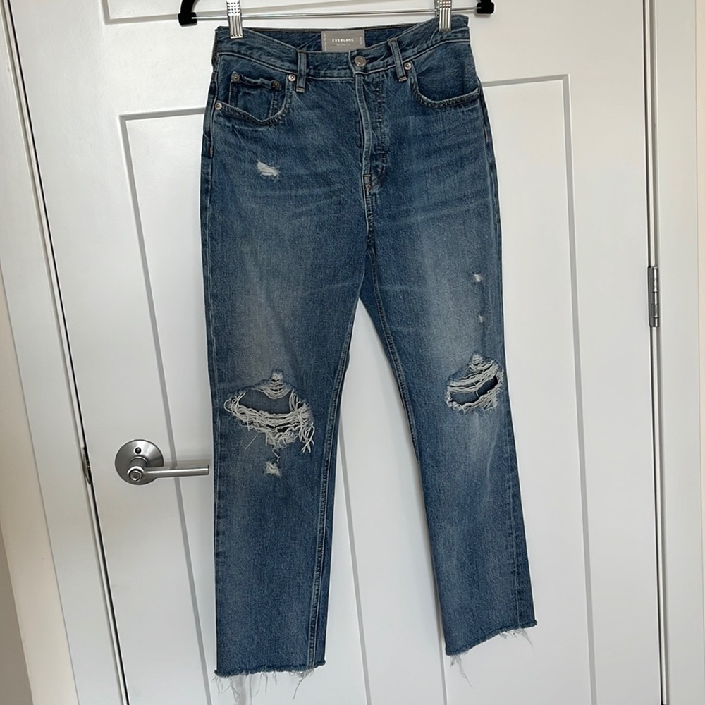 Everlane The Cheeky Jean High Rise Distressed Crop Straight Jean Size 26